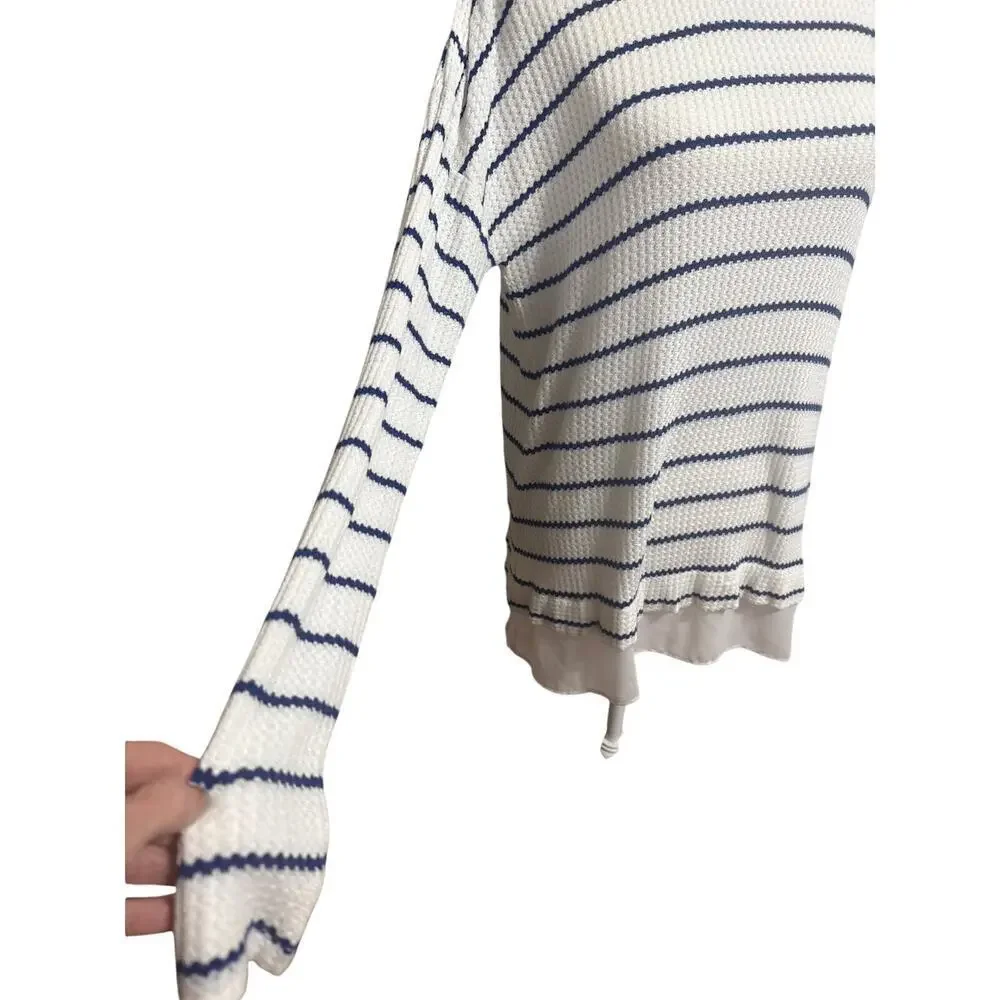 Anthropologie Stripped Women's Crewneck Sweater Whie/Blue Size Large - Picture 5 of 11